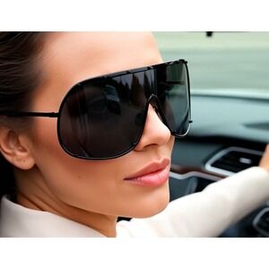 Polarized‎ UV400 Extra Oversize Top Metal Half Rim Shield Mask Style Sunglasses